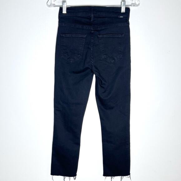 Mother The Mid Rise Dazzler Ankle Step Fray Jeans Denim in Not Guilty Black 24 - Picture 8 of 9
